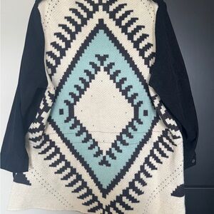 DAVI & DANI Black Utility Jacket with Aztec Detail on the back
